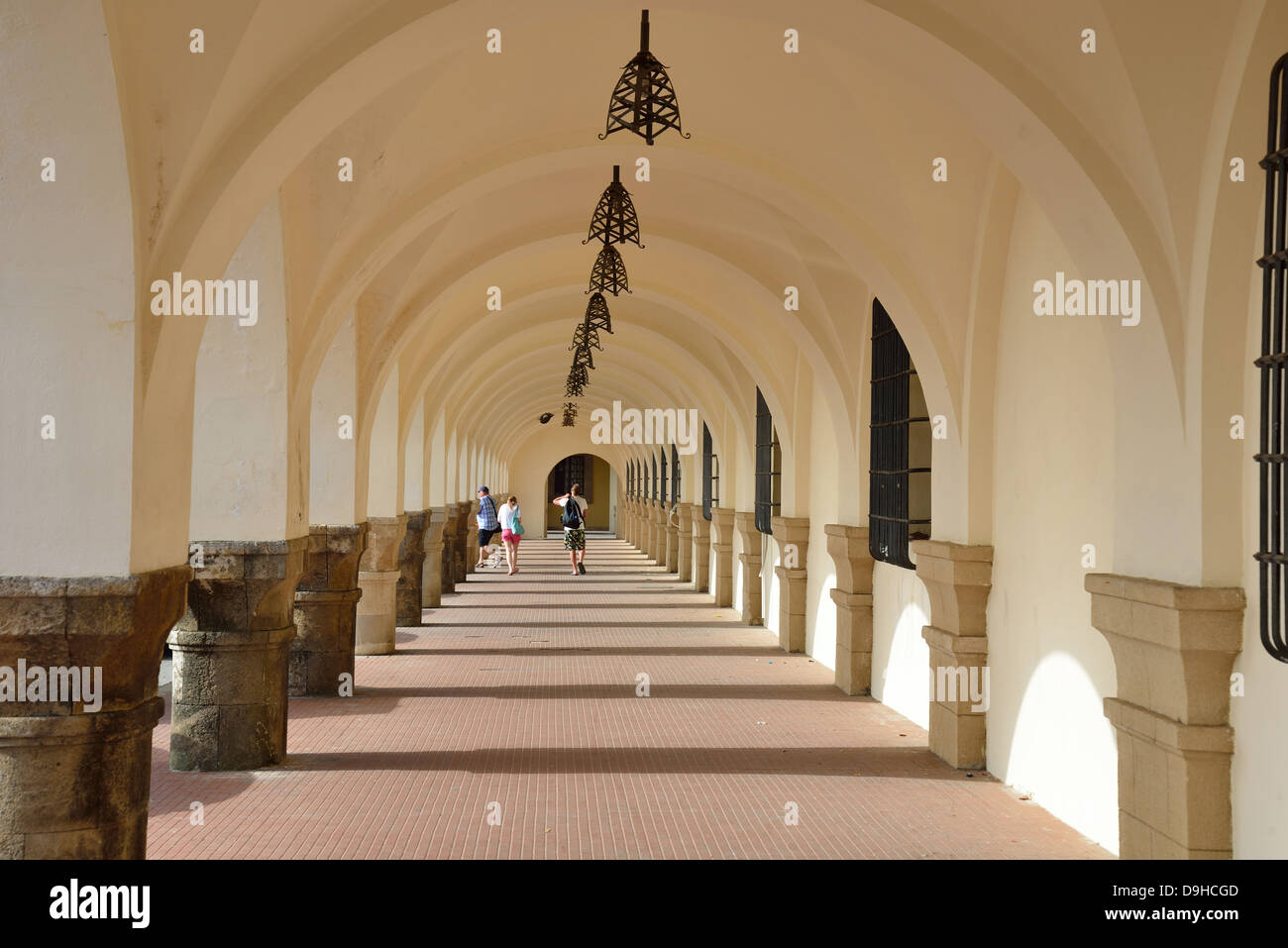 Columnata de arcos de estilo veneciano, Palacio de los Gobernadores, de la ciudad de Rodas Rodas (Rodas), Dodecaneso, región sur del Egeo, Grecia Foto de stock