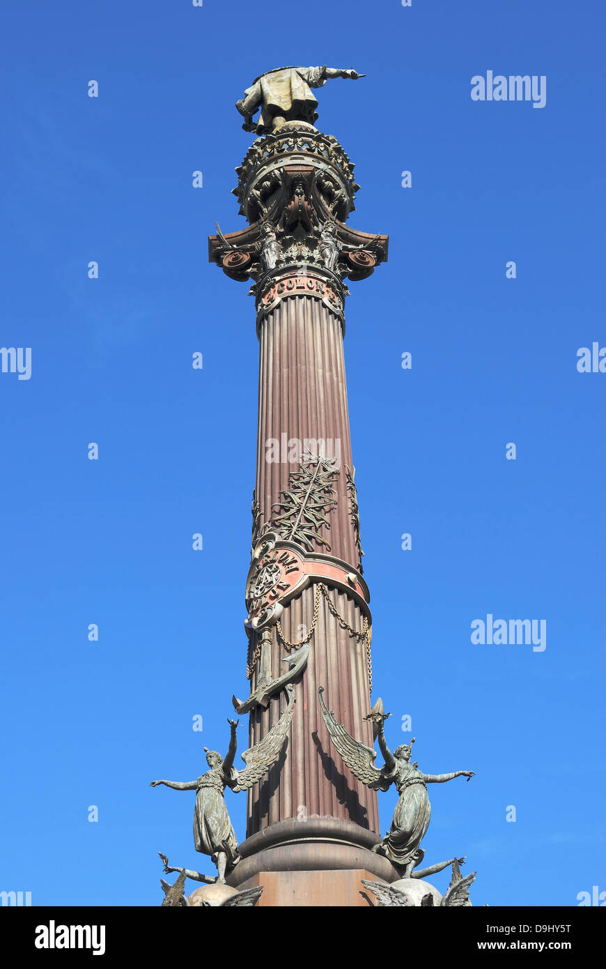 Estatua de puerto el Mirador de Colum. Barcelona. Cataluña. España Foto de stock