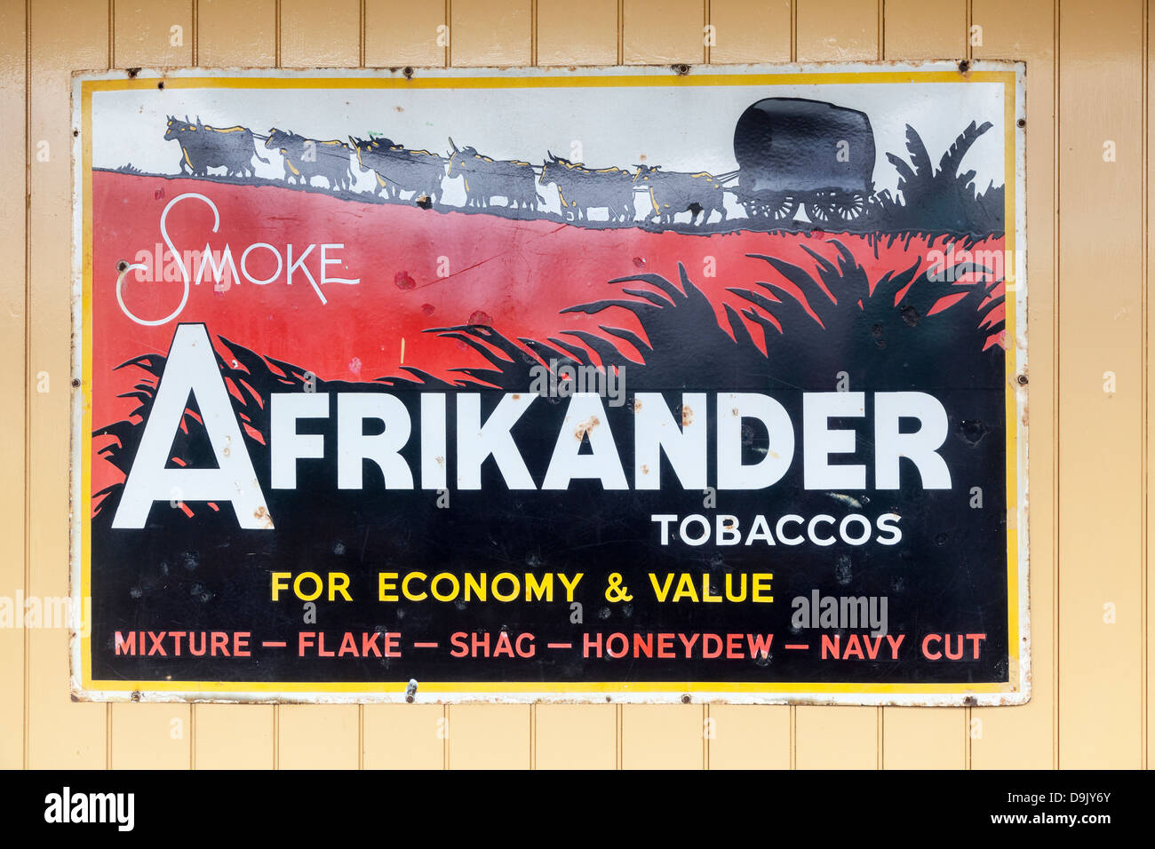Rojo y negro esmalte vintage publicidad firme Afrikander tabacos Foto de stock