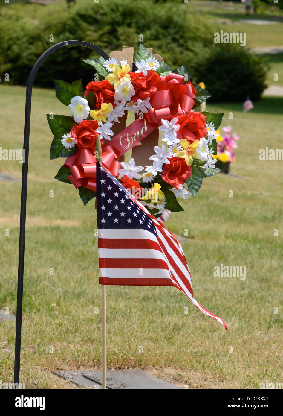Papá arreglo floral el día de los caídos. Foto de stock