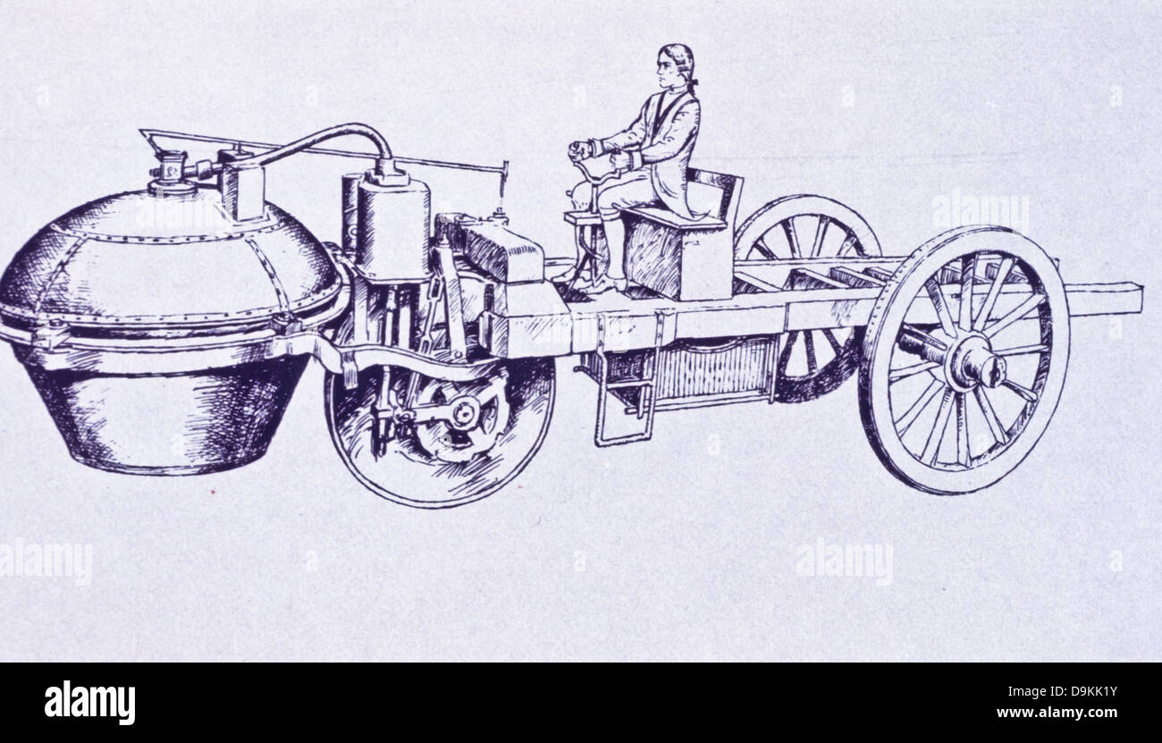 Transporte de vapor de Cugnot en 1771,Coche,inventor N.J. Cugnot Foto de stock
