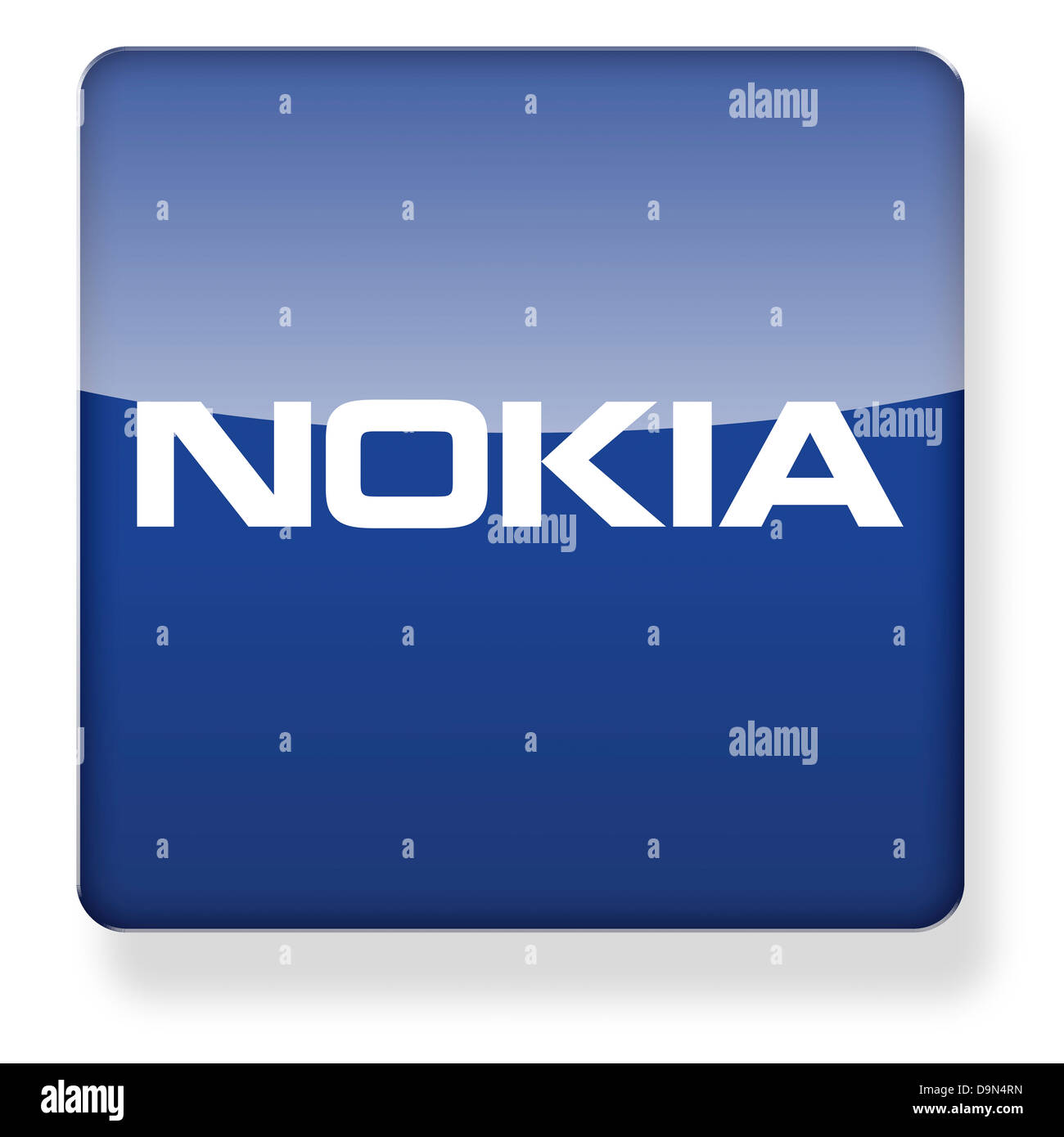 Logotipo de Nokia como el icono de una aplicación. Trazado de recorte incluido. Foto de stock