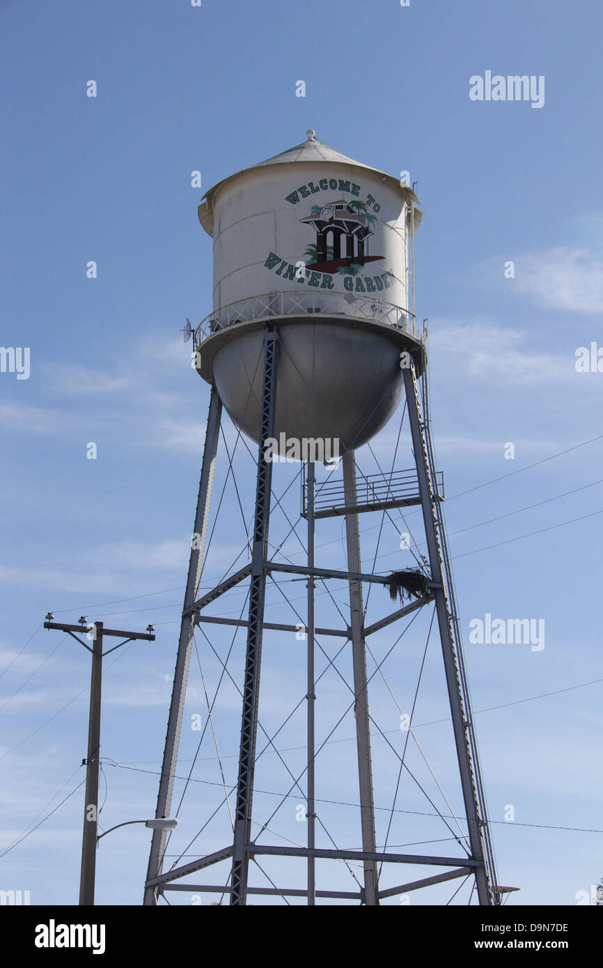 Torre de agua depósito en Winter Garden, Florida, Estados Unidos. Foto de stock