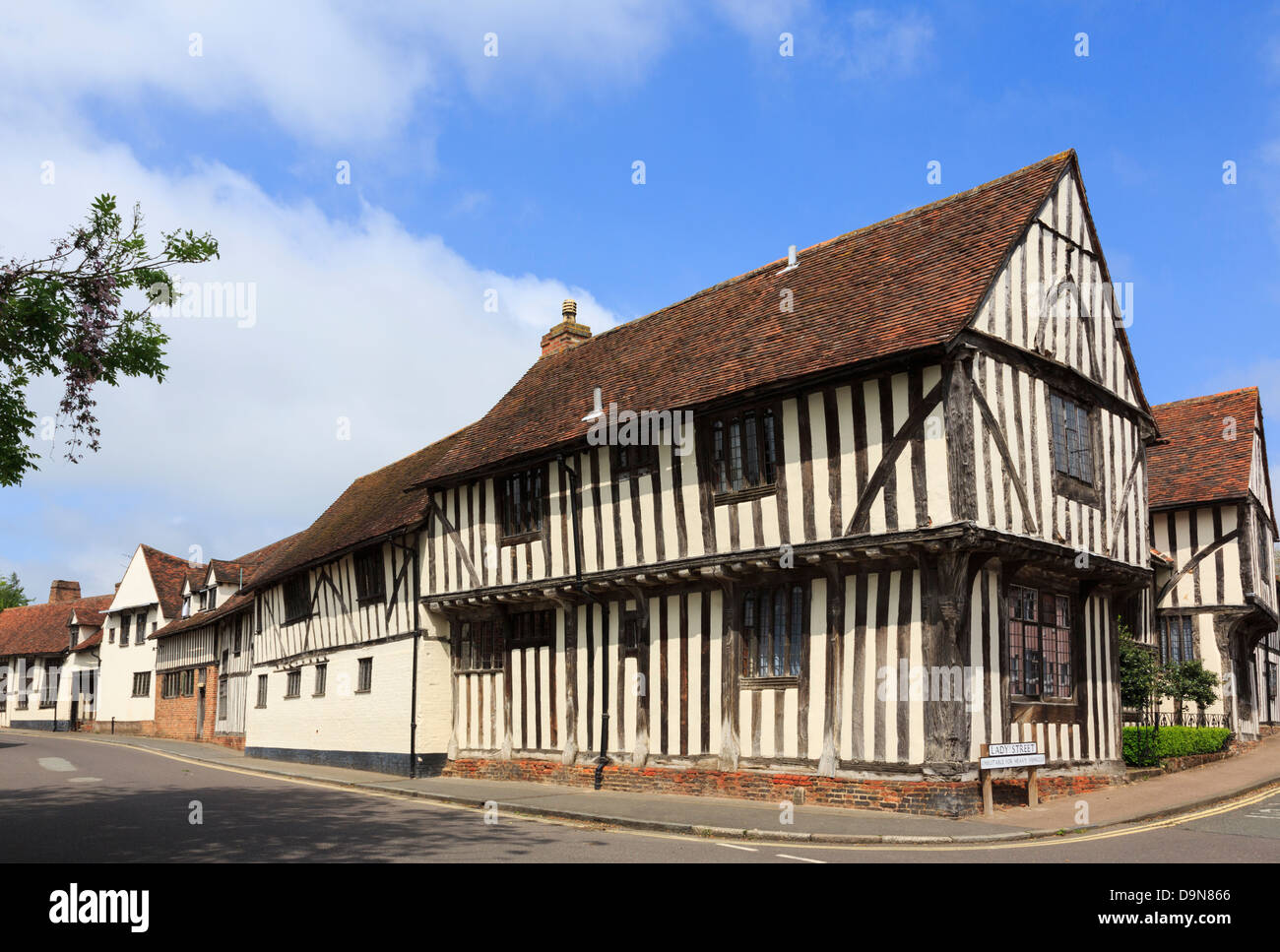 Lana de madera del siglo XV Salón de la Cofradía de Nuestra Señora ahora parte de Swan Hotel en villa medieval Lavenham Suffolk Inglaterra Foto de stock