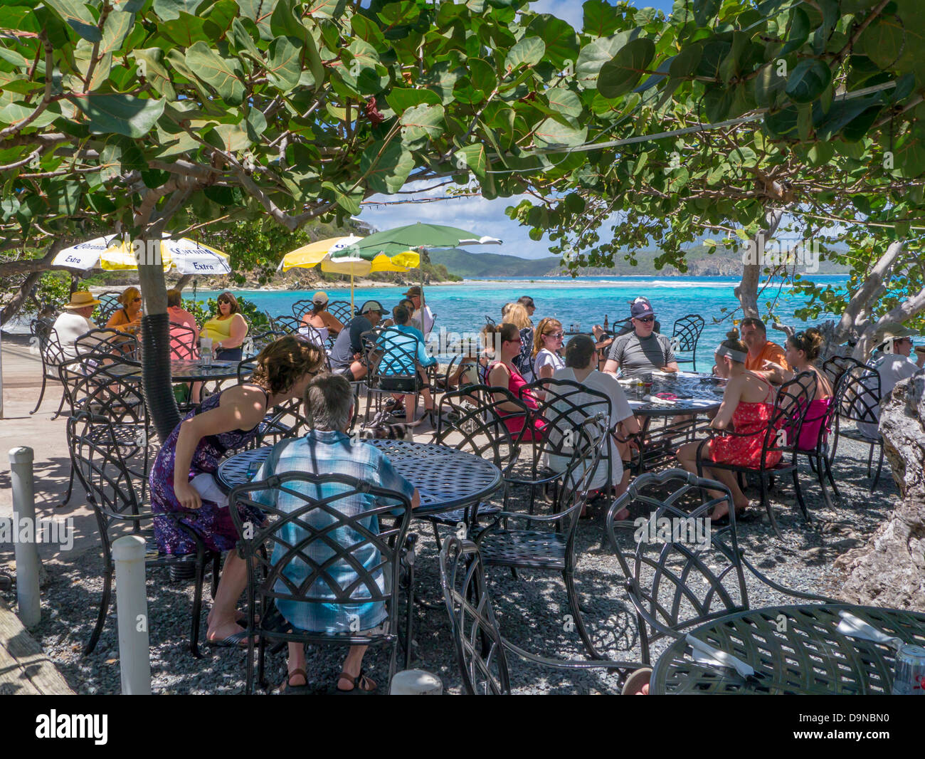 Miss Lucys restaurante en Coral Bay en la isla caribeña de St John en las Islas Vírgenes de EE.UU. Foto de stock