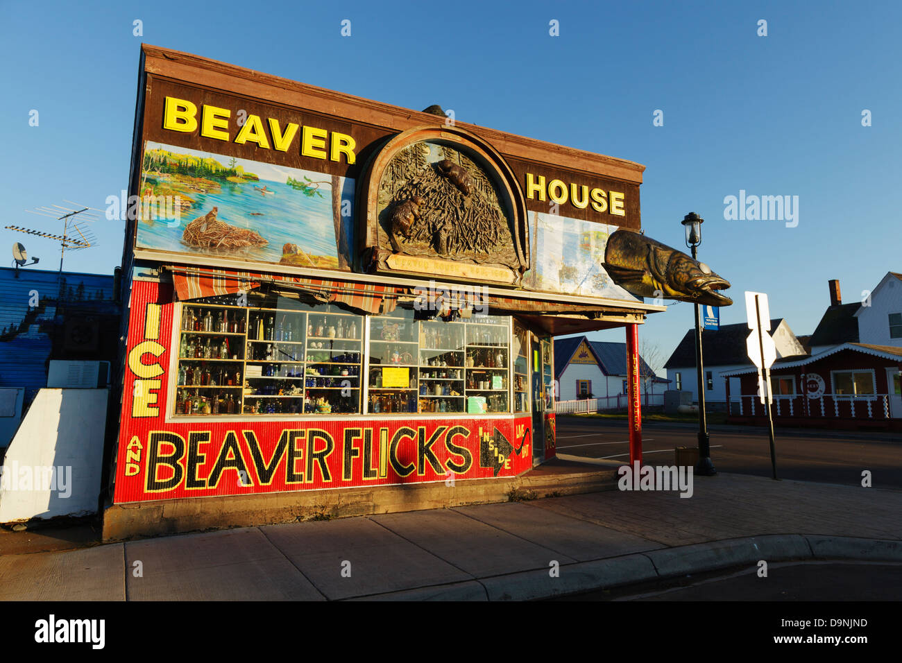 Beaver House shop, Grand Marais, Minnesota. Foto de stock