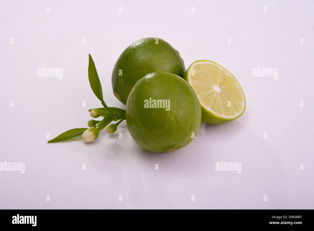 Grupo de limones agrios keylime fresca y saludable Foto de stock