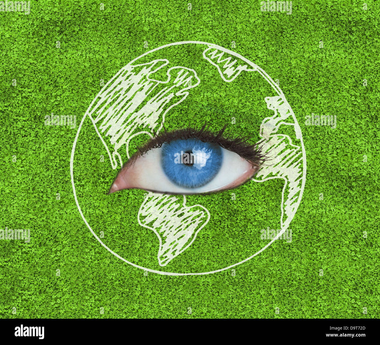 Blue Eye rodeado por un dibujo de la tierra Foto de stock
