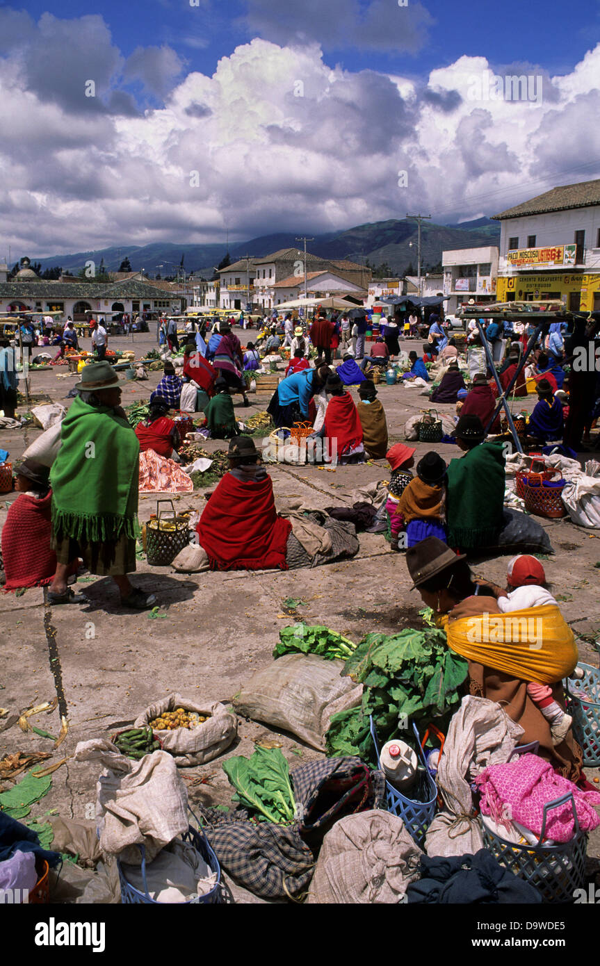 Ecuador, El Altiplano Pujili, Mercado Indio Local Fotografía de stock
