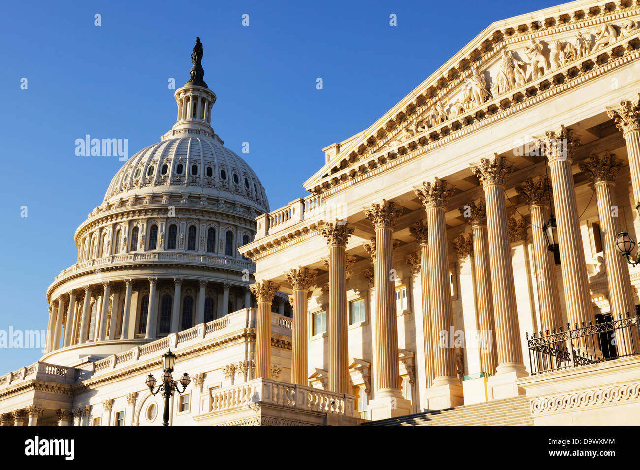 Vista del lado este del Capitolio de los Estados Unidos. Foto de stock