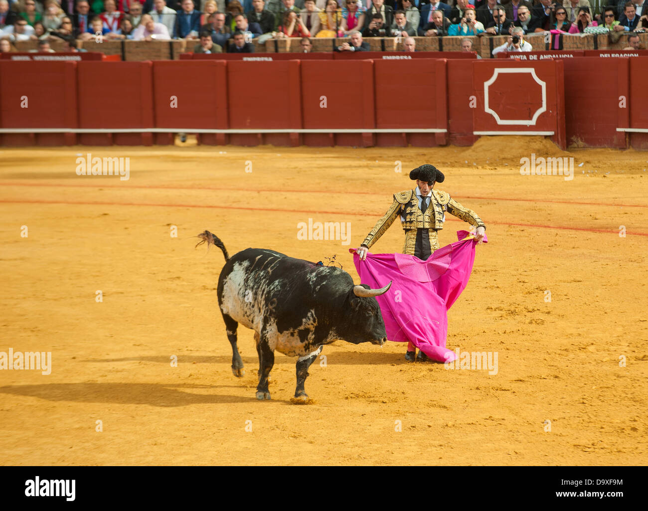 Sevilla, España - 28 de abril: Matador Juan José Padilla en la plaza de toros de la Maestranza en Abril 28, 2012 en Sevilla, España. Foto de stock