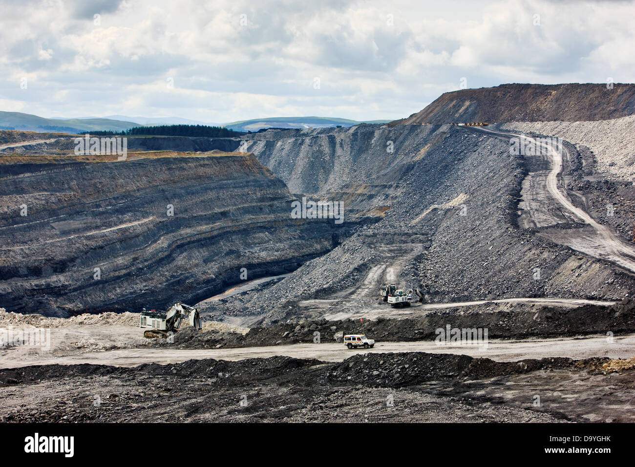La minería de carbón a cielo abierto en el sur de Lanarkshire, Escocia Foto de stock