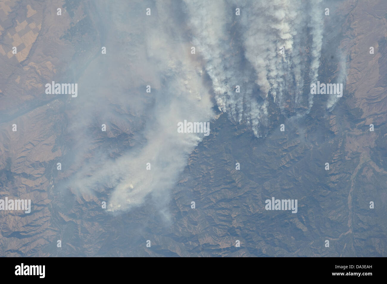 Los incendios forestales Idaho 2012 Expedición 33 a bordo de la Estación Espacial Internacional Foto de stock