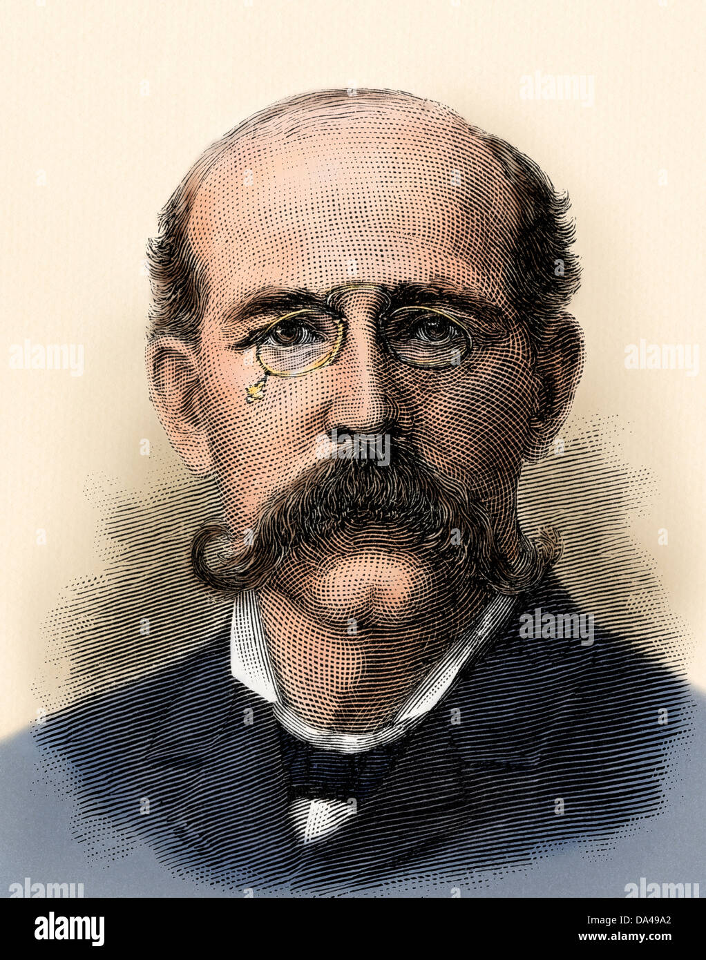 Organizador de Trabajo Terence V. Powderly, 1880. Xilografía coloreada a mano Foto de stock