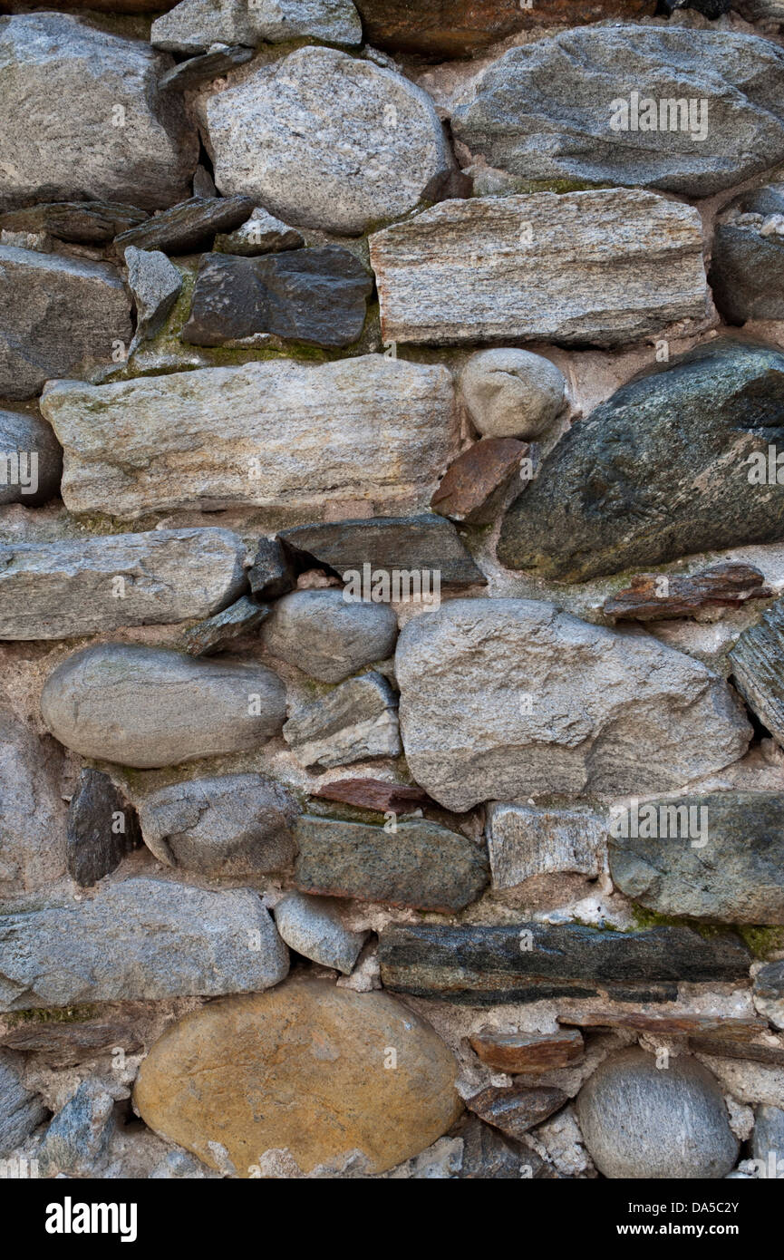 Suiza, Europa, Tesino, pared, piedras, muro de piedra, romper el muro de piedra, proyecto, plan Foto de stock
