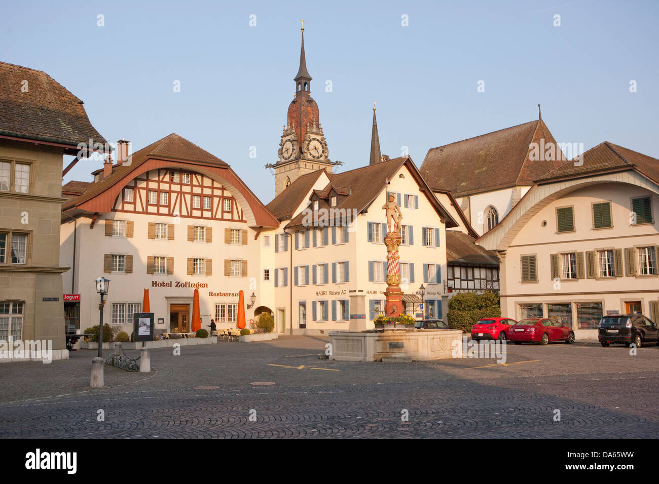 Zofingen, pueblo, ciudad, Kanton, AG, Aargau, Suiza, Europa, lugar bien Foto de stock