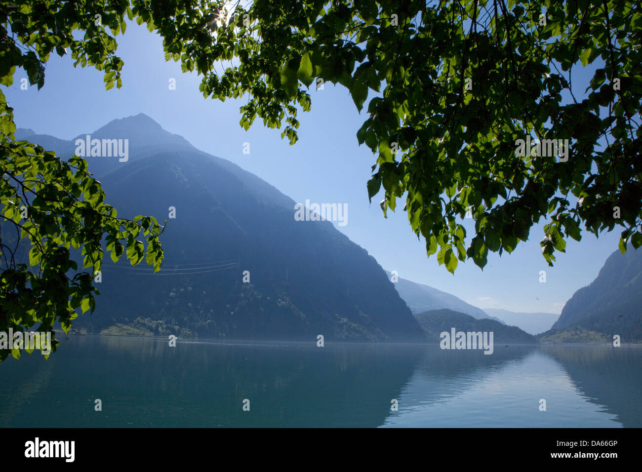Lago Poschiavo, Le Prese, Posciavo, cantón, GR, cantón de Los Grisones, Grisones, Lago, lagos, Suiza, Europa, Foto de stock