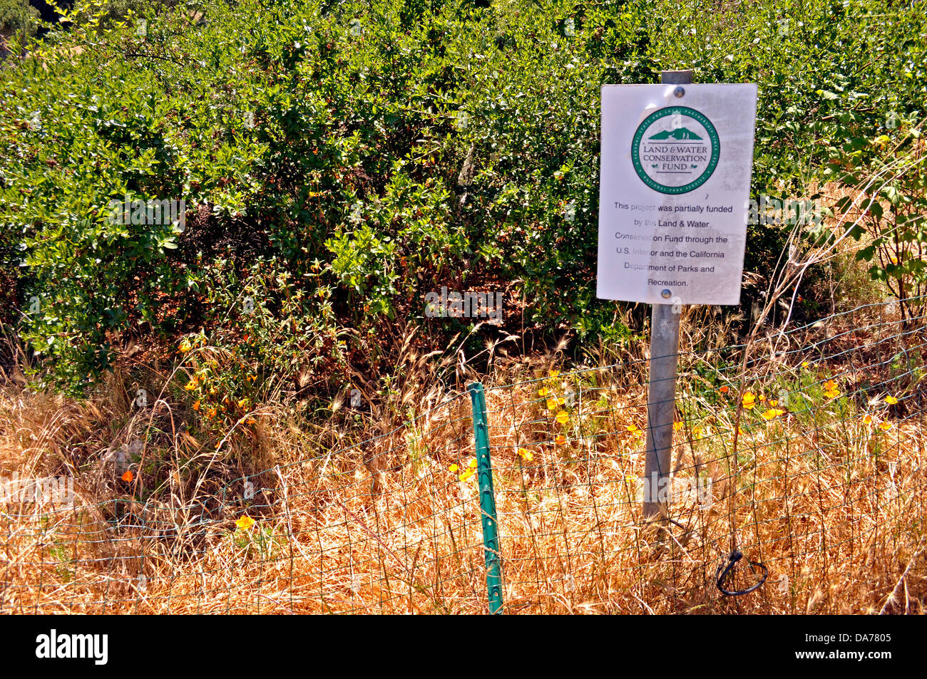 Fondo de Conservación de tierra y agua del proyecto sign en McLaren Park, San Francisco, California, EE.UU. Foto de stock