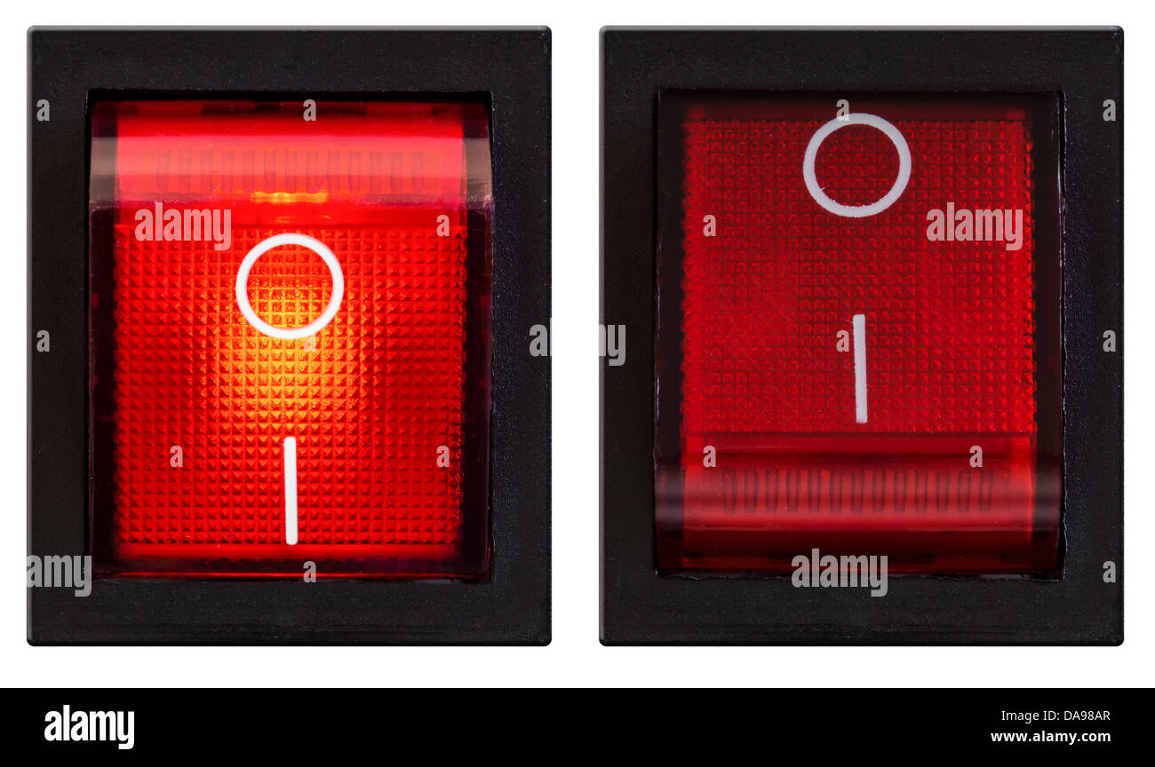 Interruptor de encendido/apagado enciende y apaga conjunto aislado  Fotografía de stock - Alamy