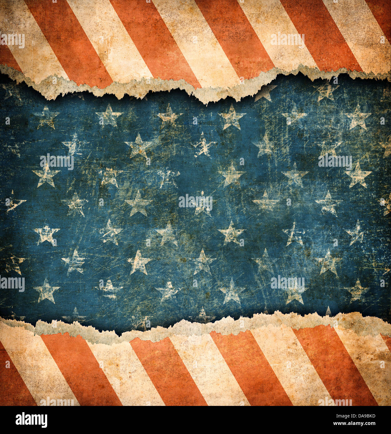 Grunge papel rasgado patrón bandera EE.UU. Foto de stock
