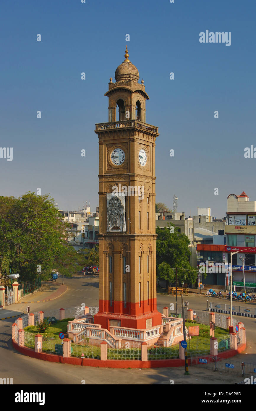 La India, Sur de India, Asia, Karnataka, Mysore, la torre del reloj, Foto de stock