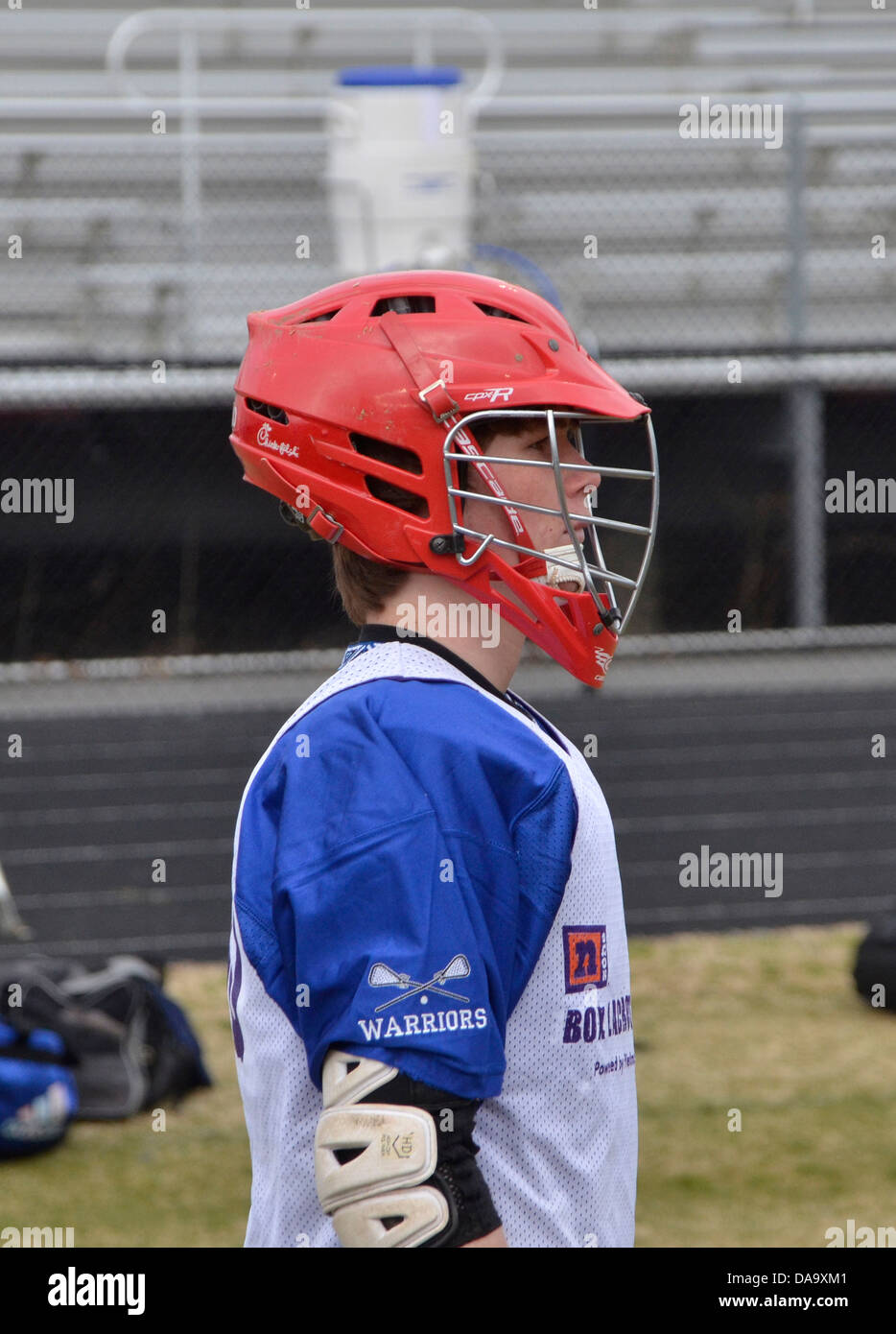 High school jugador lacrosse Foto de stock