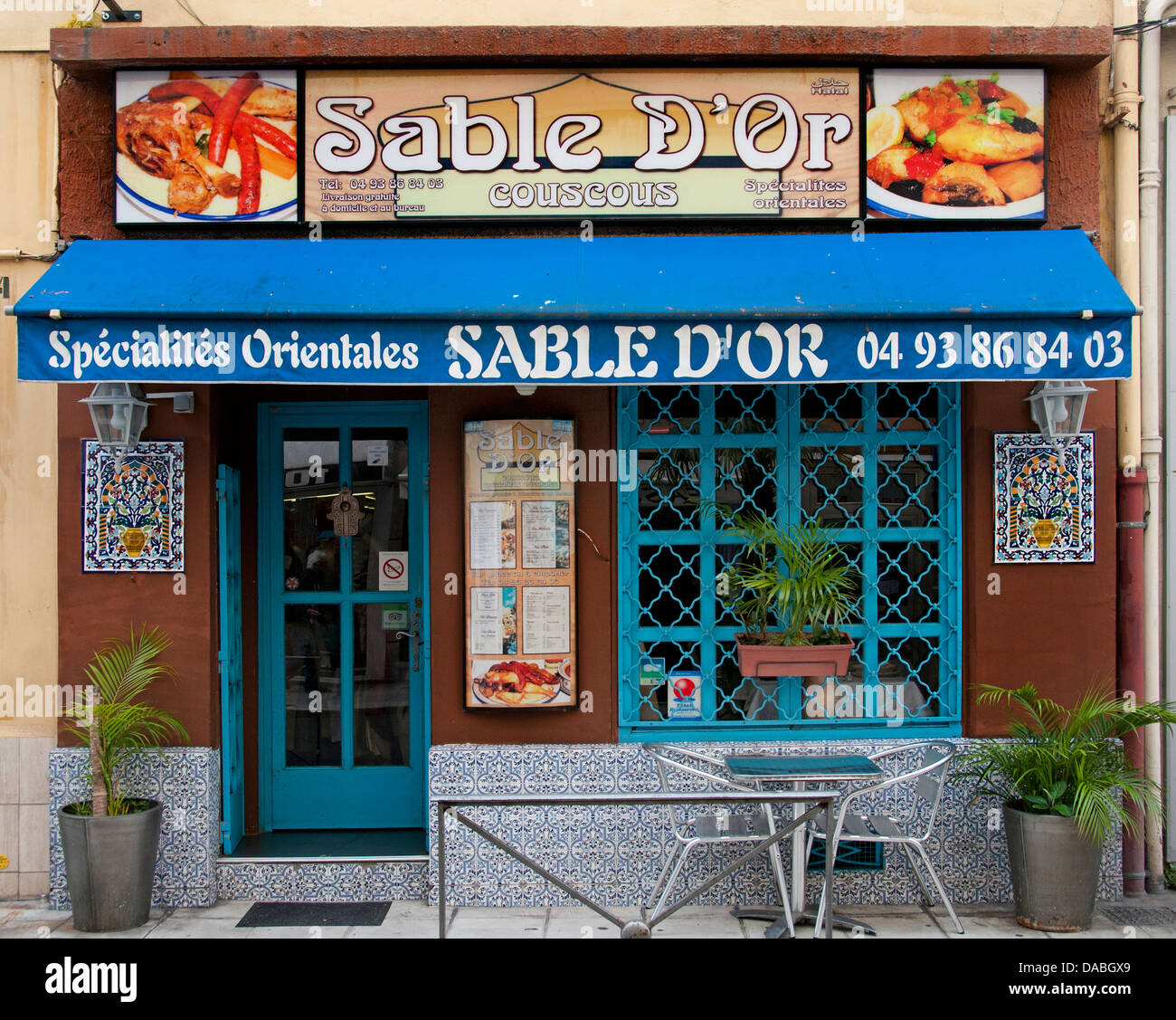 Restaurante Sable d'Or Riviera francesa Cote d'Azur, Francia Foto de stock