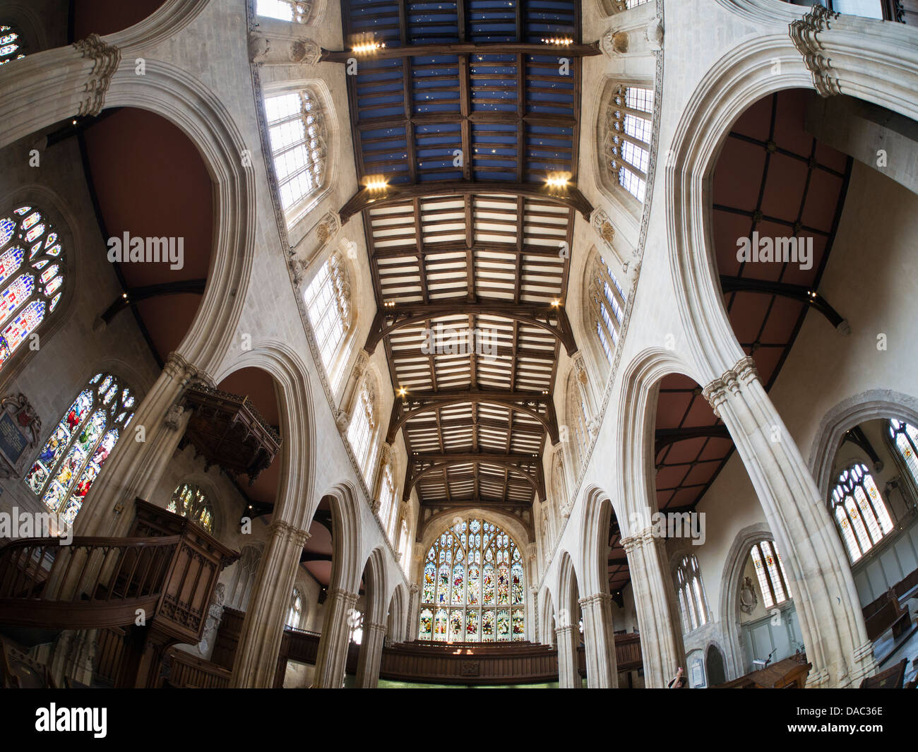 El interior de la iglesia de Saint Mary's, Oxford - fisheye View 1 Foto de stock