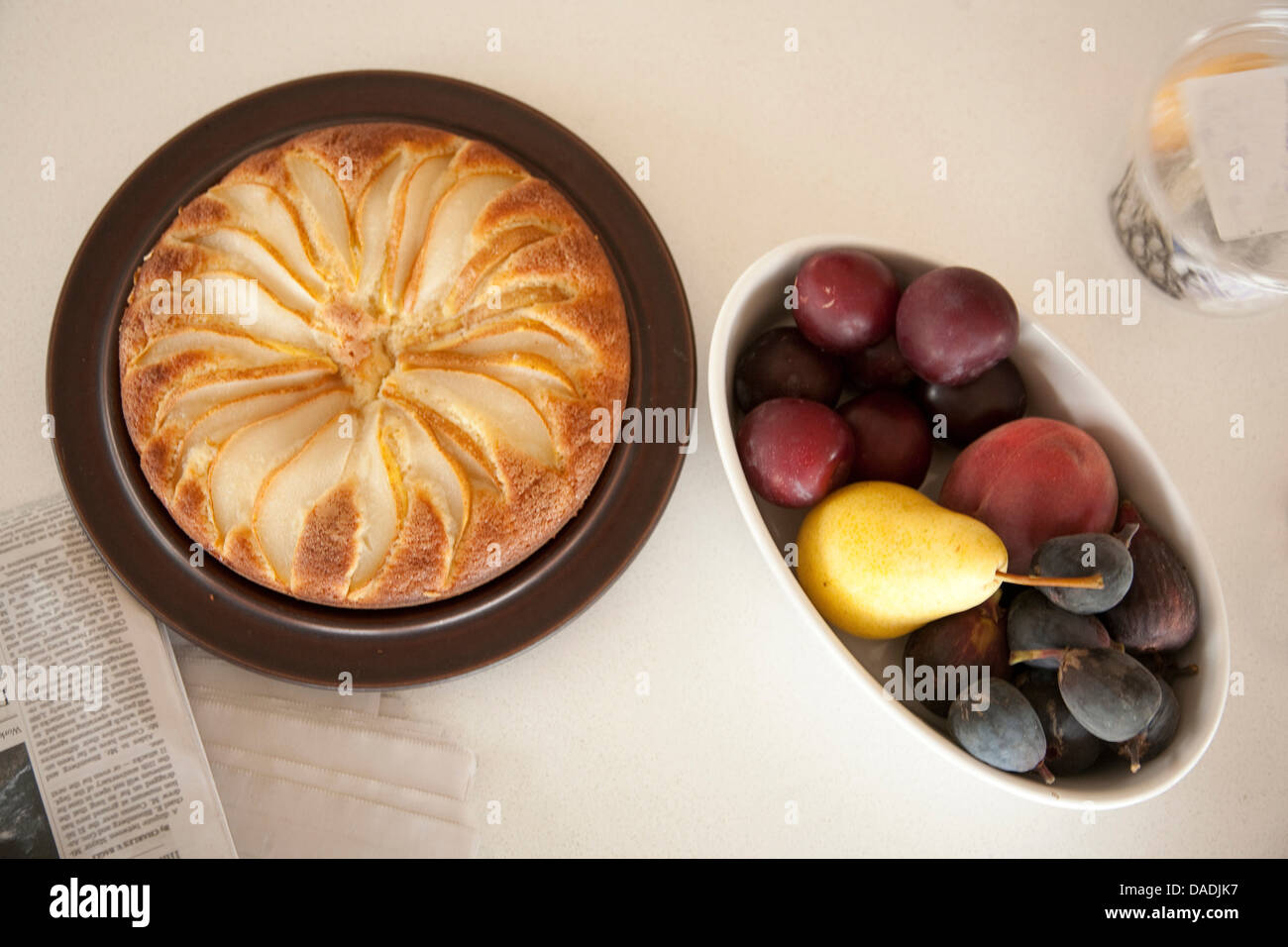 Pudding de pan y frutas Foto de stock