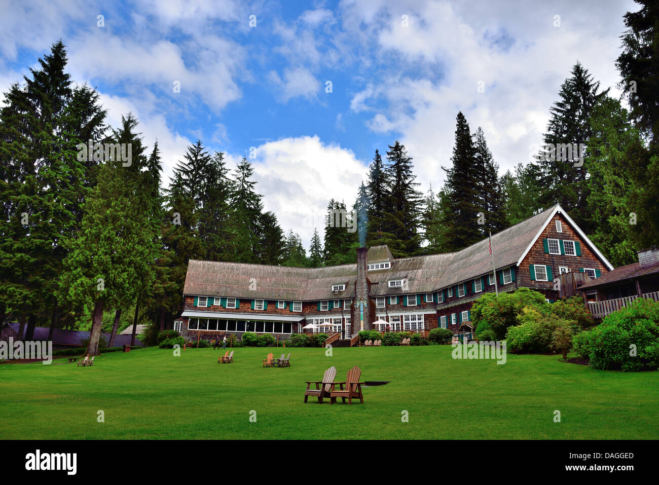 Historia de Lake Quinault Lodge. El Parque Nacional Olympic, Washington, Estados Unidos. Foto de stock