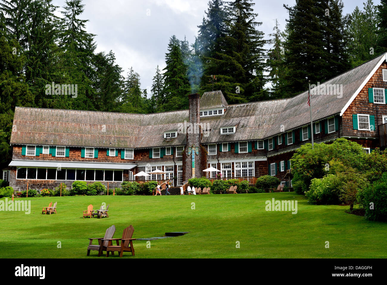 Historia de Lake Quinault Lodge. El Parque Nacional Olympic, Washington, Estados Unidos. Foto de stock