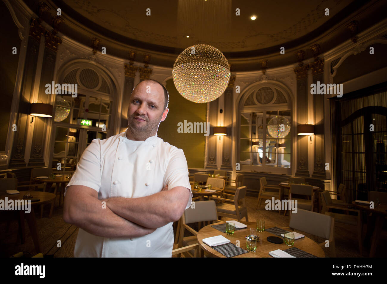 El chef Simon Rogan en el Midland Hotel Manchester Foto de stock