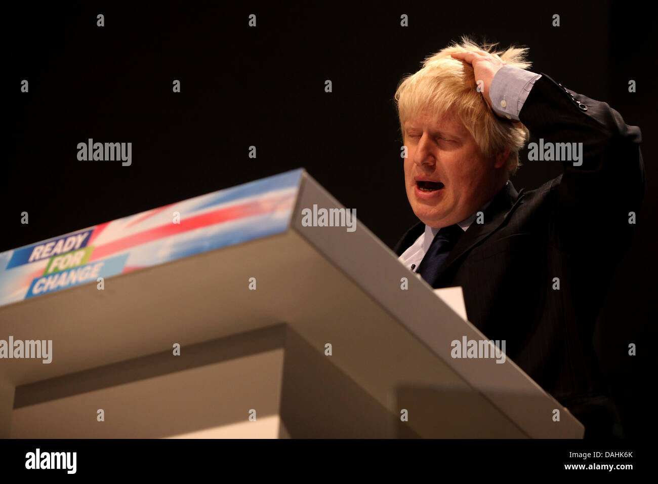 Boris Johnson en el 2009 Conferencia conservadora en Manchester. Foto de stock