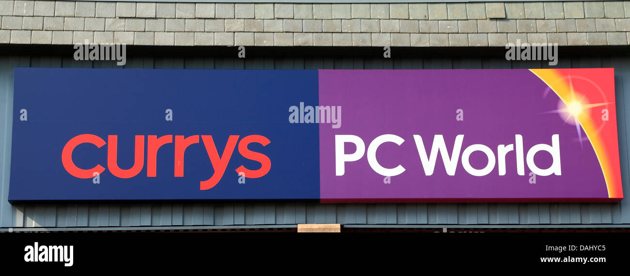 PC World, currys firmar, logo, Inglaterra PCWorld Foto de stock