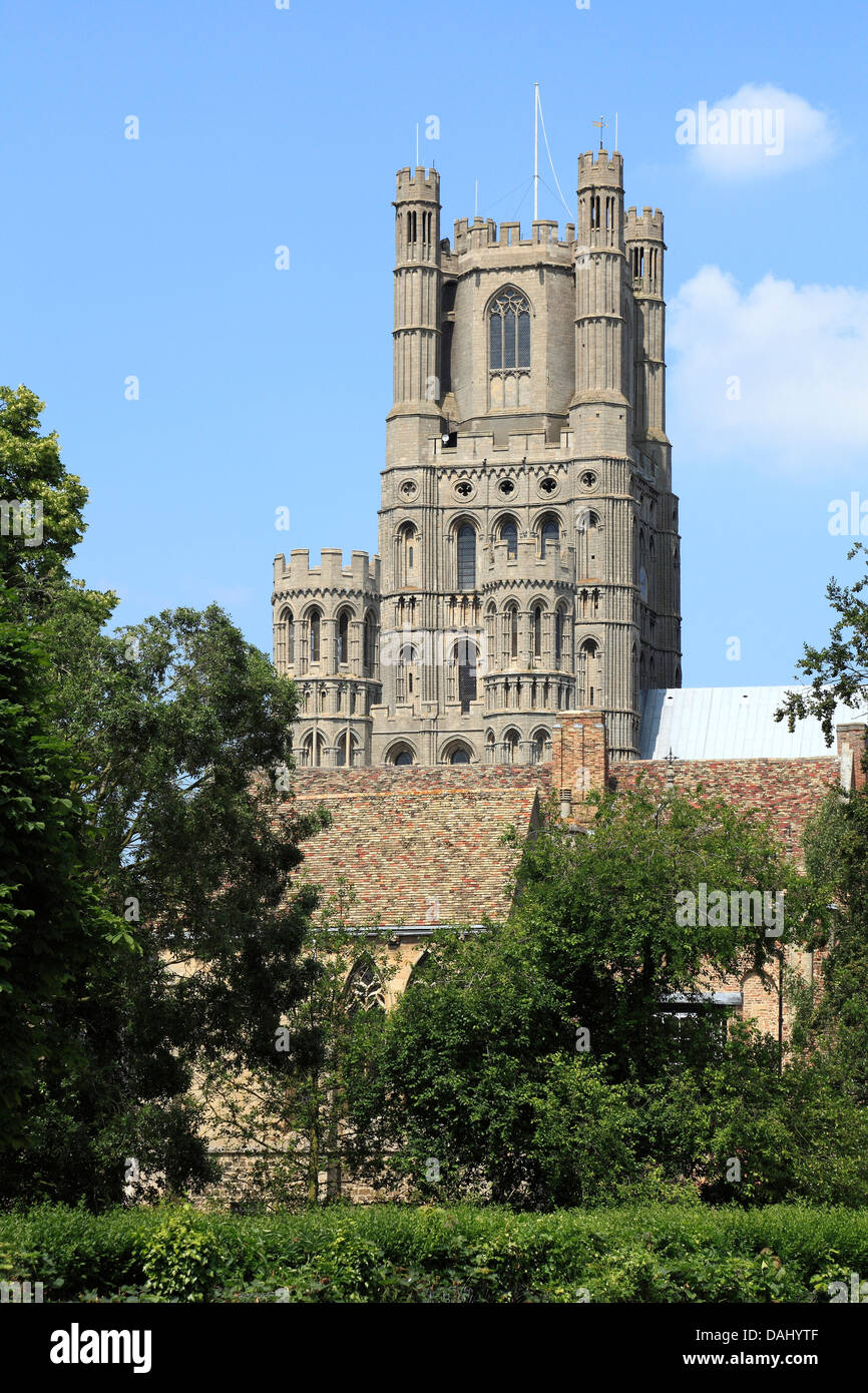La catedral de Ely, la Torre Oeste, Cambridgeshire Inglaterra Inglés catedrales medievales Foto de stock