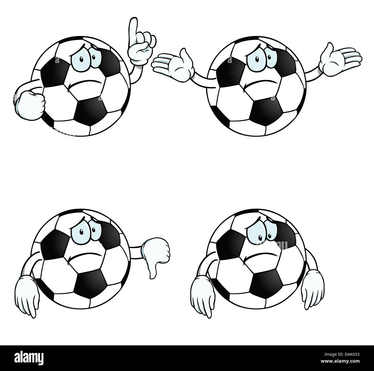 Coleccion De Dibujos Animados Triste Con Diversos Gestos De Balones De Futbol Fotografia De Stock Alamy
