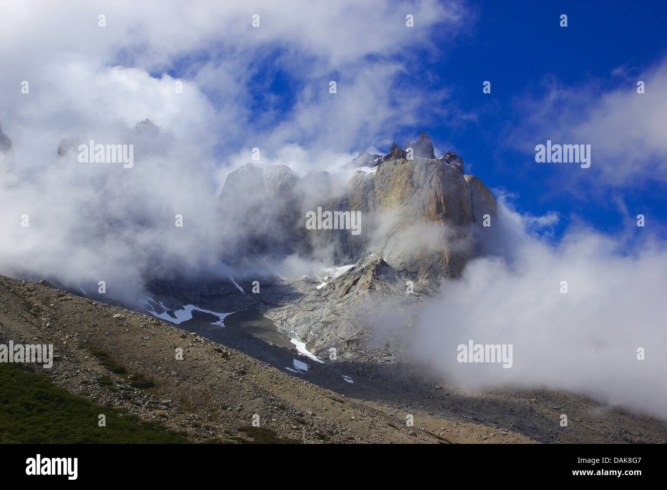 Cuerno Norte, Valle del francais, Chile, Patagonia, Parque Nacional Torres del Paine Foto de stock