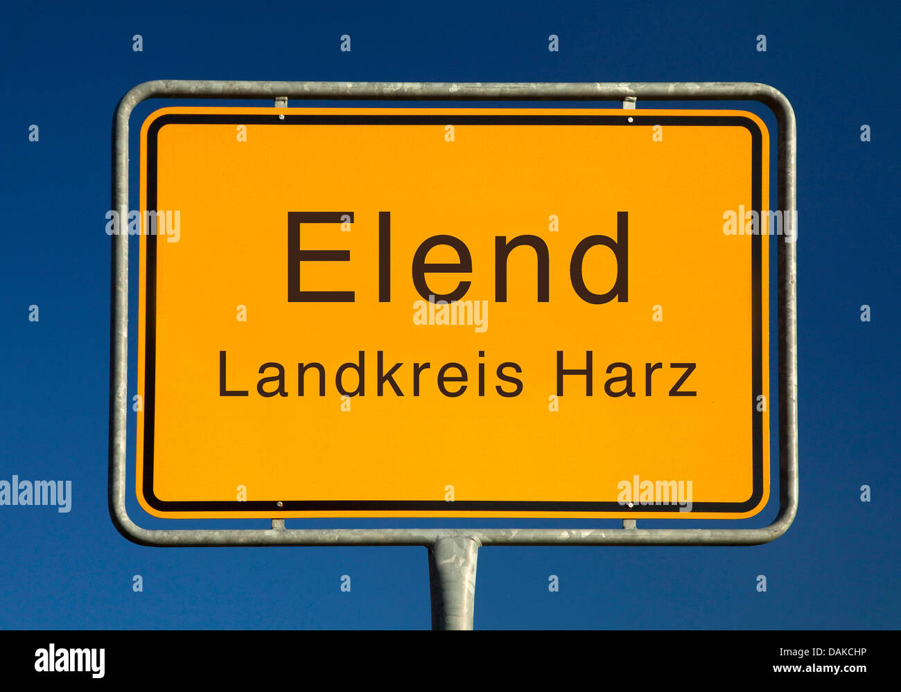 Elend signo, nombre de lugar, Sajonia-Anhalt, Alemania Harz, Elend Foto de stock