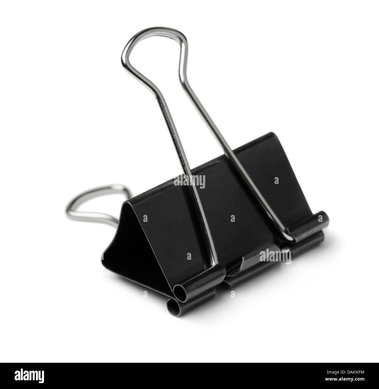 Papel negro binder clip aislado en blanco Foto de stock