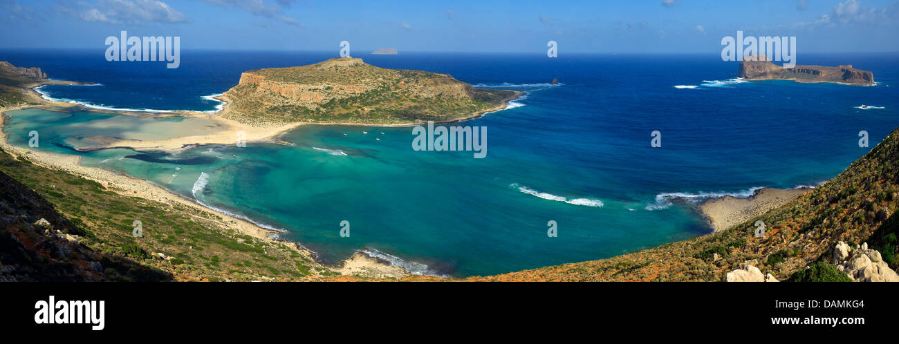 Y Gramoussa Tigani beach, en el noroeste de la isla de Creta, cerca de la ciudad de Chania, Grecia, Creta Foto de stock