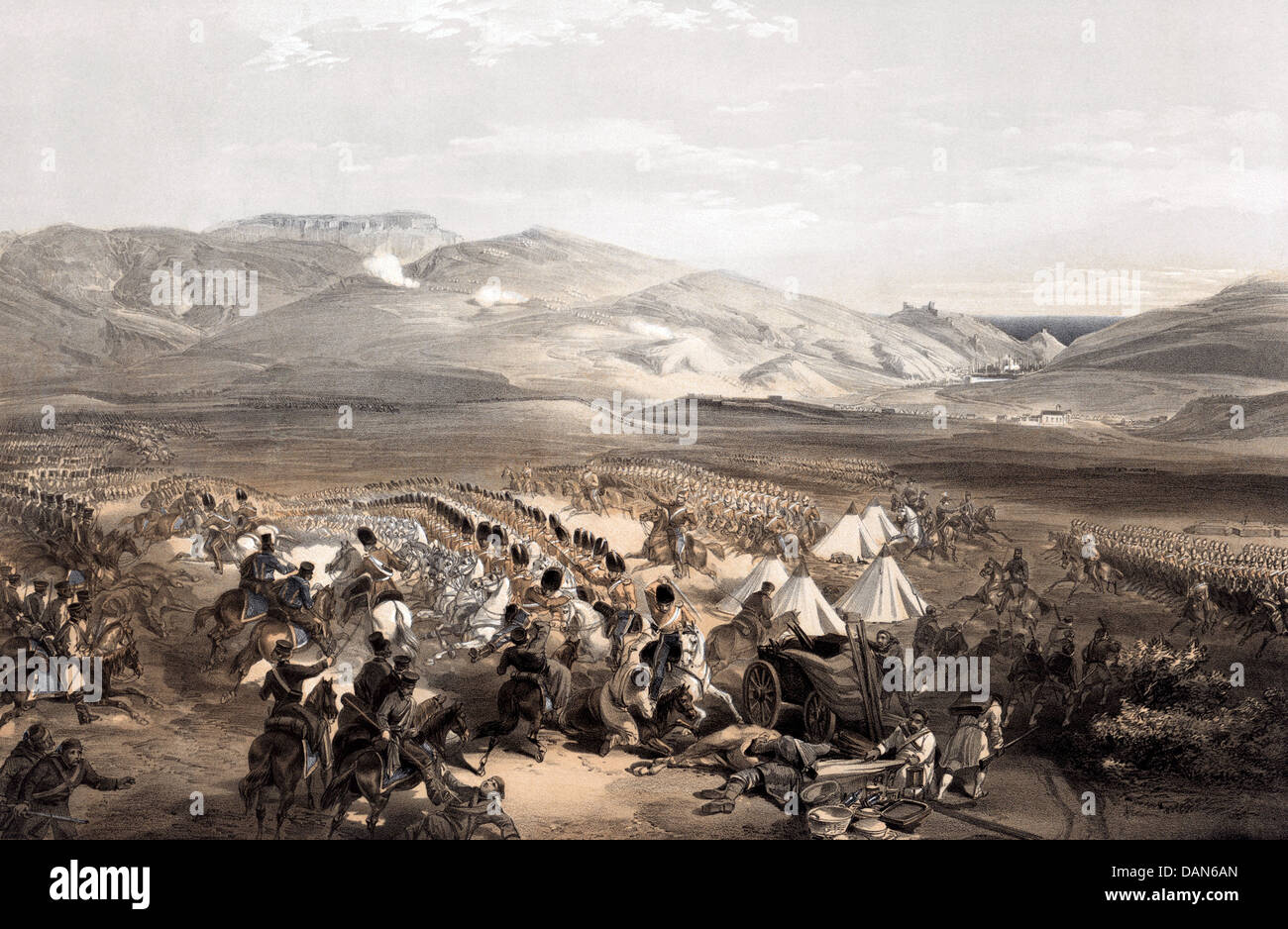 Guerra de Crimea: LA BATALLA DE BALAKLAVA el 25 de octubre de 1854. Véase la descripción a continuación. Foto de stock