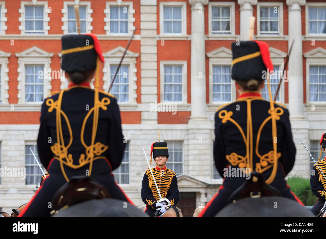 Desfile de guardias a caballo, Whitehall, Londres, Reino Unido. Foto de stock