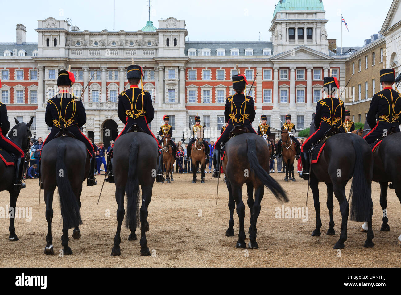 Desfile de guardias a caballo, Whitehall, Londres, Reino Unido. Foto de stock