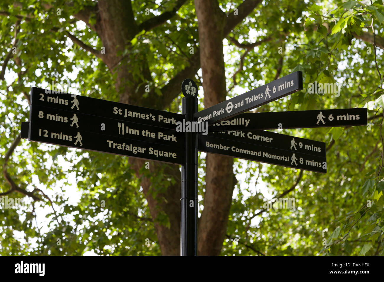 Letreros, Green Park, Londres, Reino Unido. Foto de stock