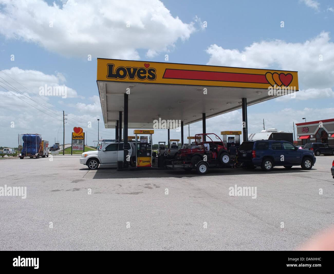 Gasolinera forecourt, Texas, EE.UU. Foto de stock