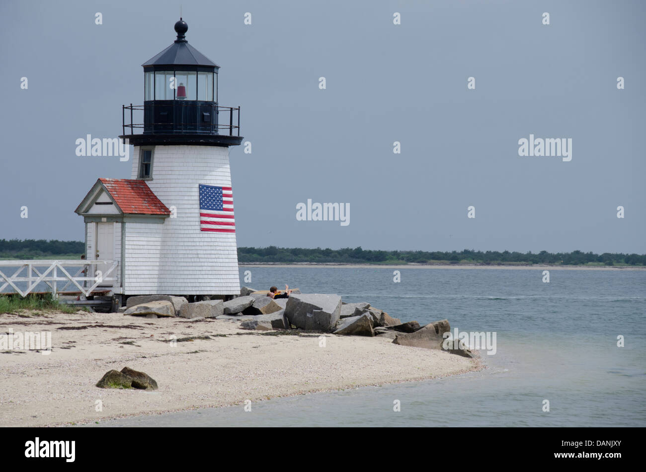 Nantucket, Massachusetts. Brant Point Lighthouse. Histórico faro, la segunda más antigua en los Estados Unidos. Foto de stock