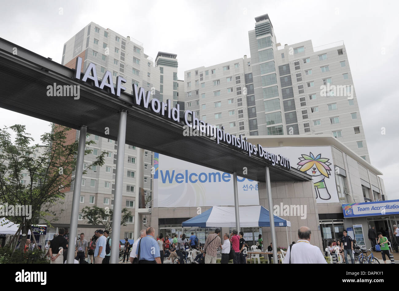 Una vista general de la aldea del atleta en Daegu, Corea del Sur, el 26 de agosto de 2011, para competir el 13º Campeonato del Mundo IAAF a partir del 27 de agosto. Foto: Rainer Jensen dpa Foto de stock