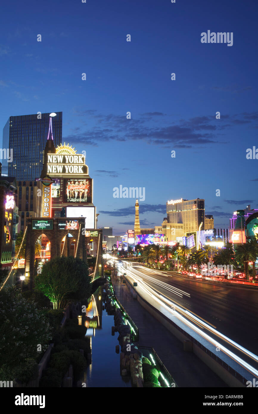 Estados Unidos, Nevada, Las Vegas, el Hotel New York New York y Las Vegas Boulevard Foto de stock