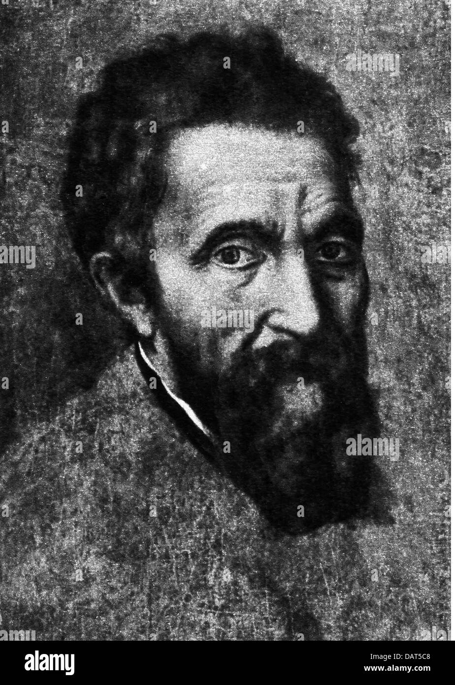 Miguel Ángel Buonarroti, 6.3.1475 - 18.2.1564, artista italiano (escultor, pintor), retrato, Foto de stock