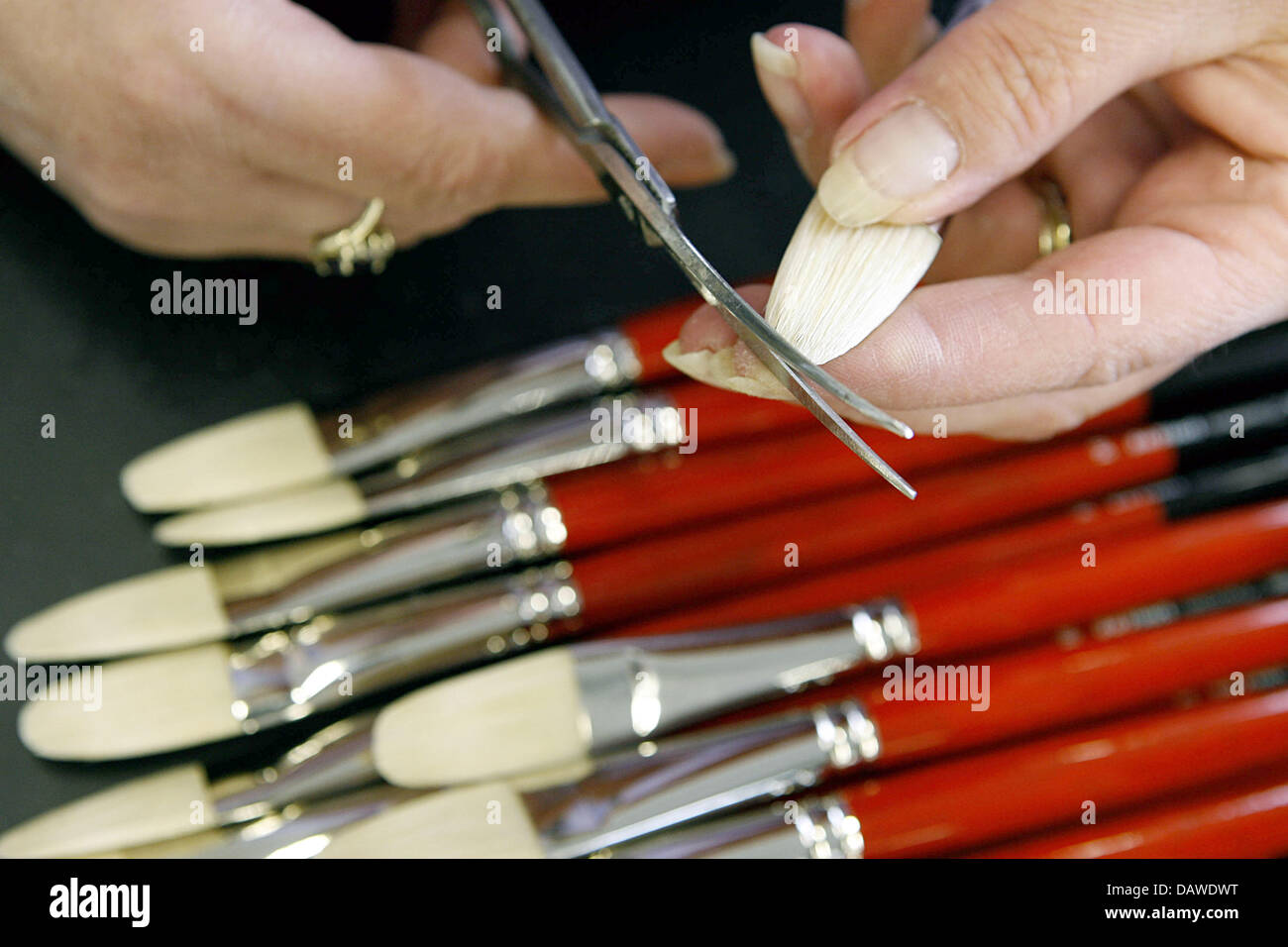 Muchos pinceles, pintura acrílica, la paleta del artista, Alemania  Fotografía de stock - Alamy